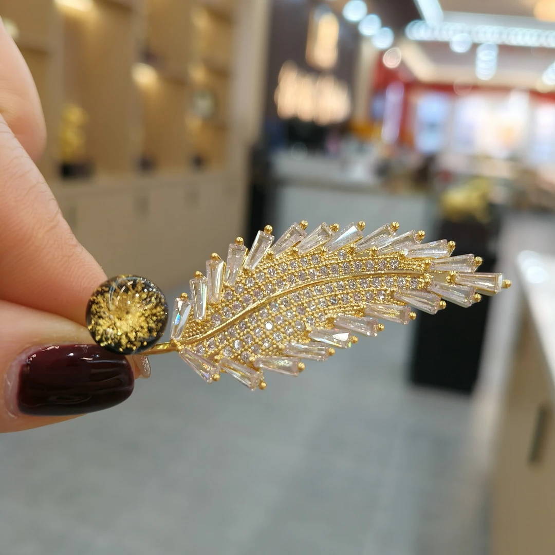 合金胸针 〖金陵金箔〗朝金胸针_天鹅之翼佩大衣毛衣各种衣服