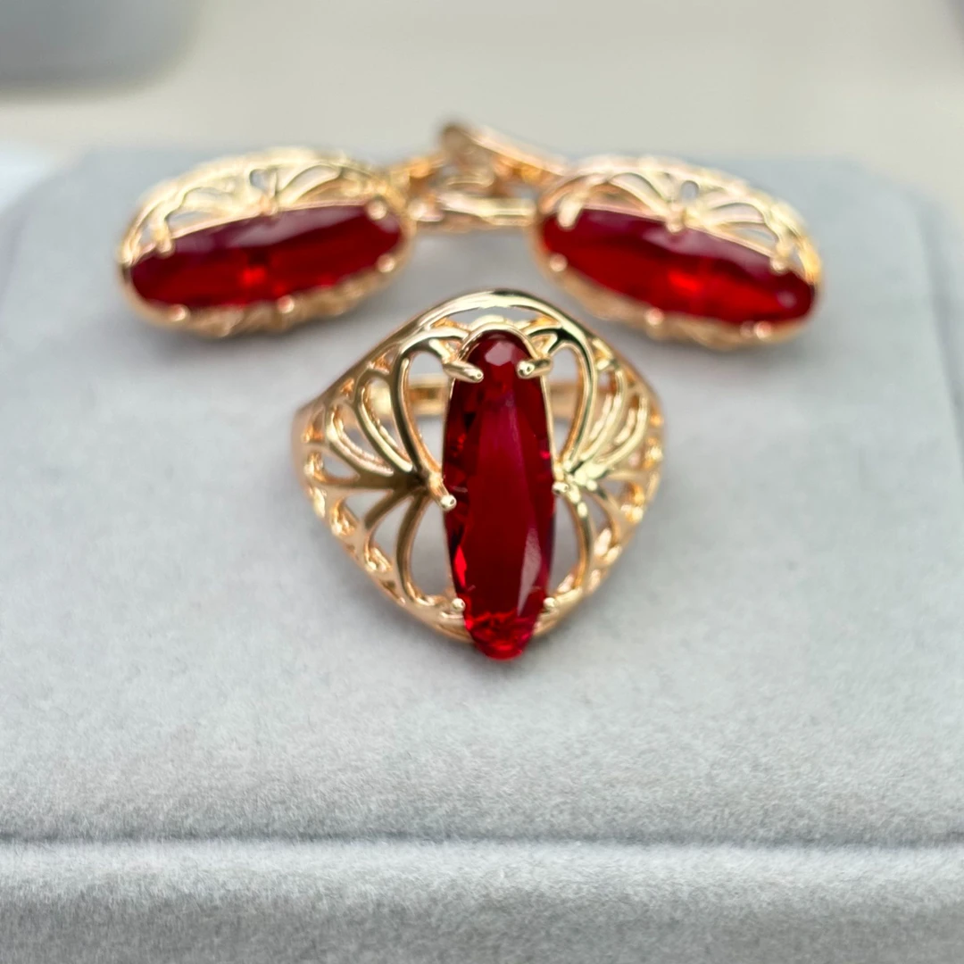 铜合金锆石耳饰 铜合金新款粉色套装