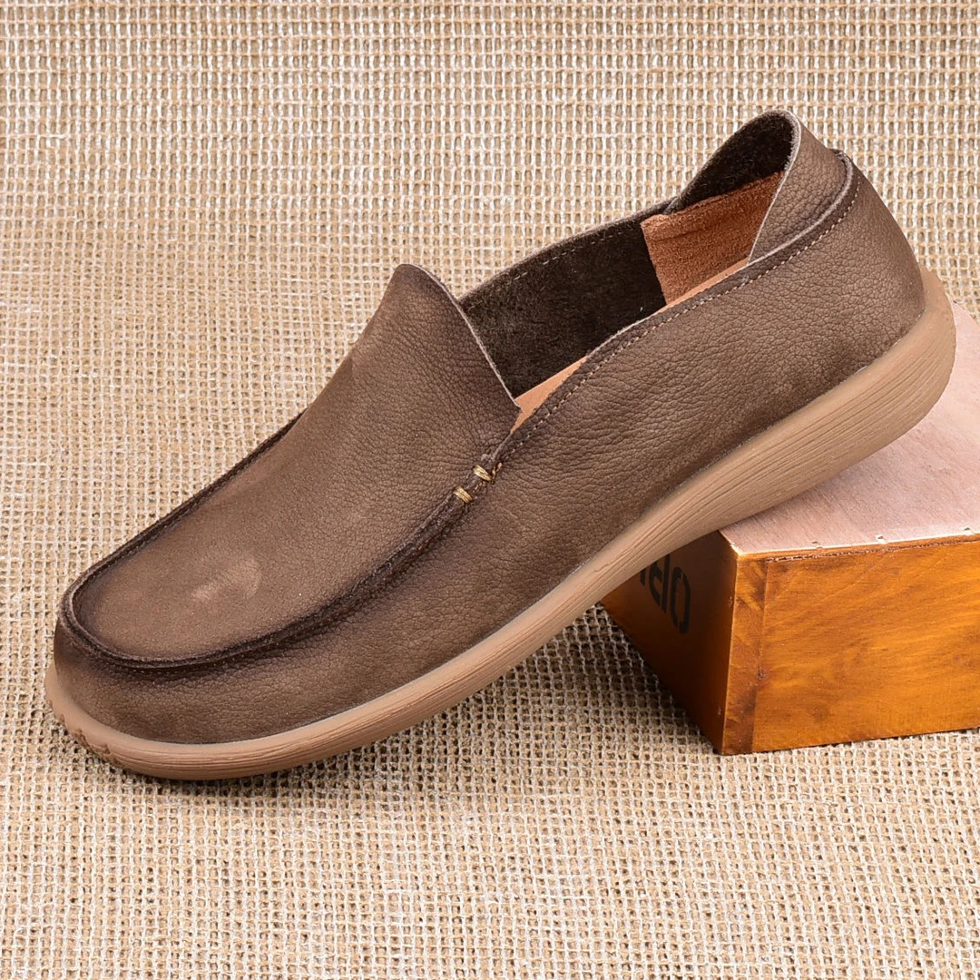 清仓新款真皮休闲皮鞋男单层透气低帮大码软皮商务一脚蹬牛皮男鞋