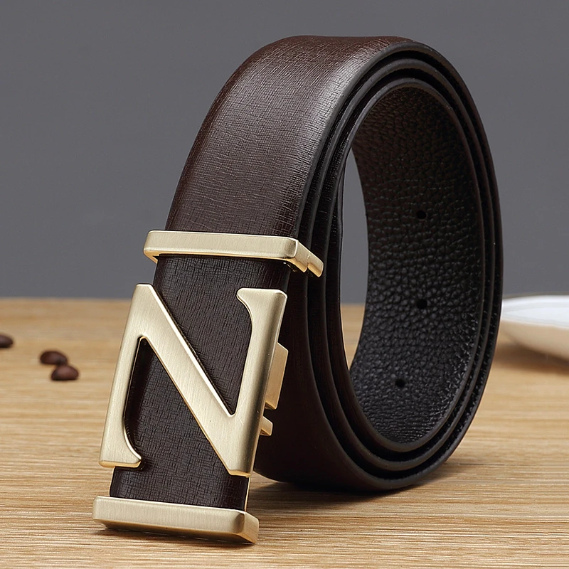 男生腰带小众高级男生皮带男款推荐真皮休闲裤带平滑扣裤腰带