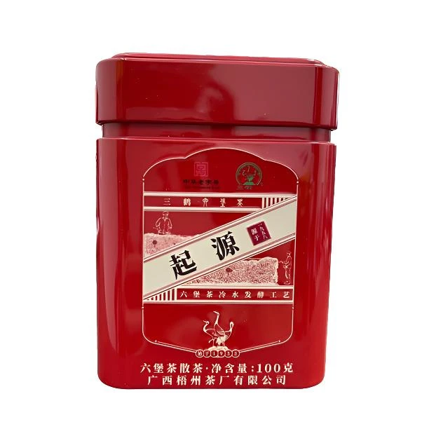 梧州茶厂六堡茶三鹤［起源］2024新品100克罐装广西六堡茶黑茶
