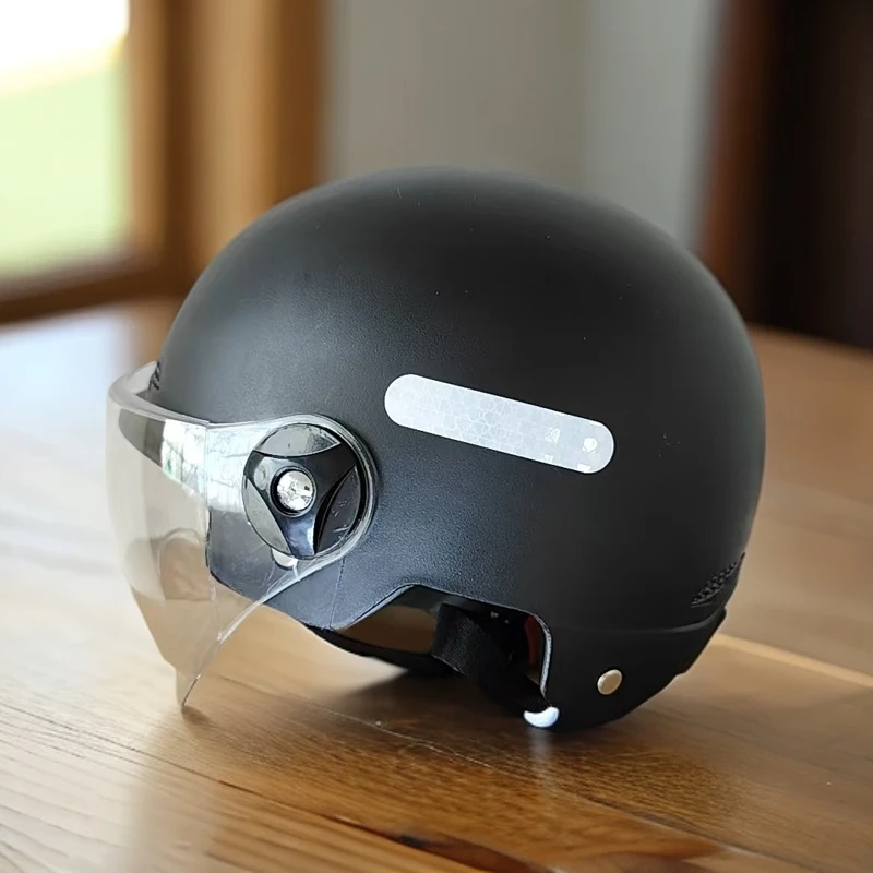 3C认证新国标电动车头盔男女士夏季四季半盔摩托车安全帽-黑