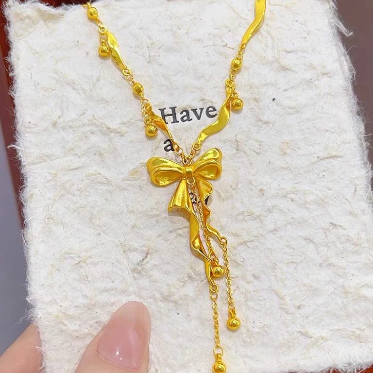 铜合金项链 门店同款在逃公主绸带流苏蝴蝶结项链2024新款锁骨链