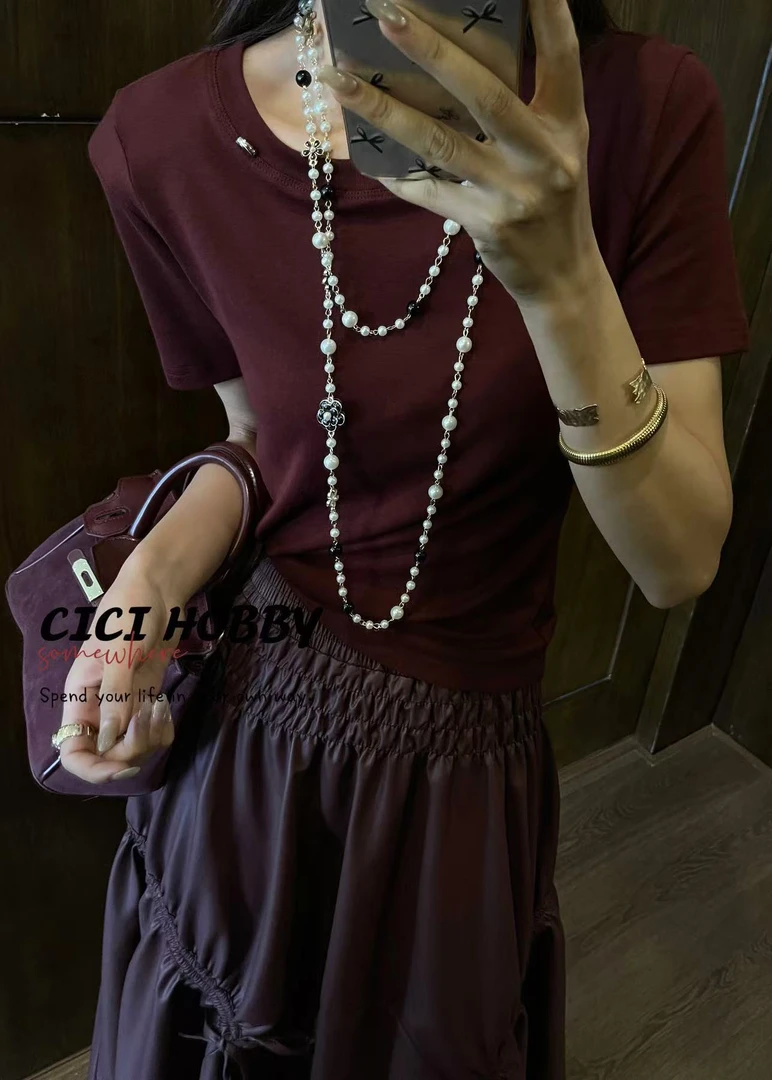 以秀（CiCi）修身圆领上衣8083