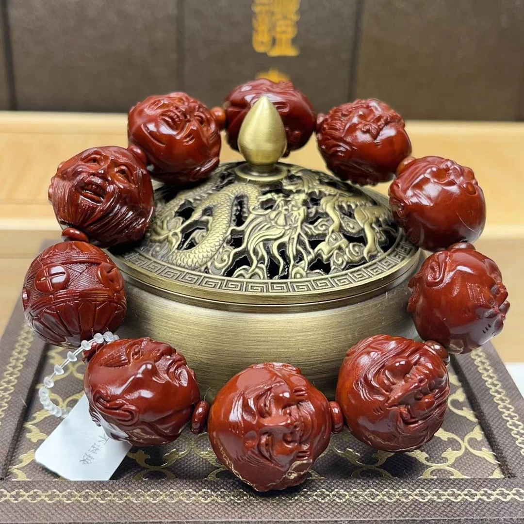 精品橄榄核 须派罗汉手串 朱云江大师作品  尺寸22*21