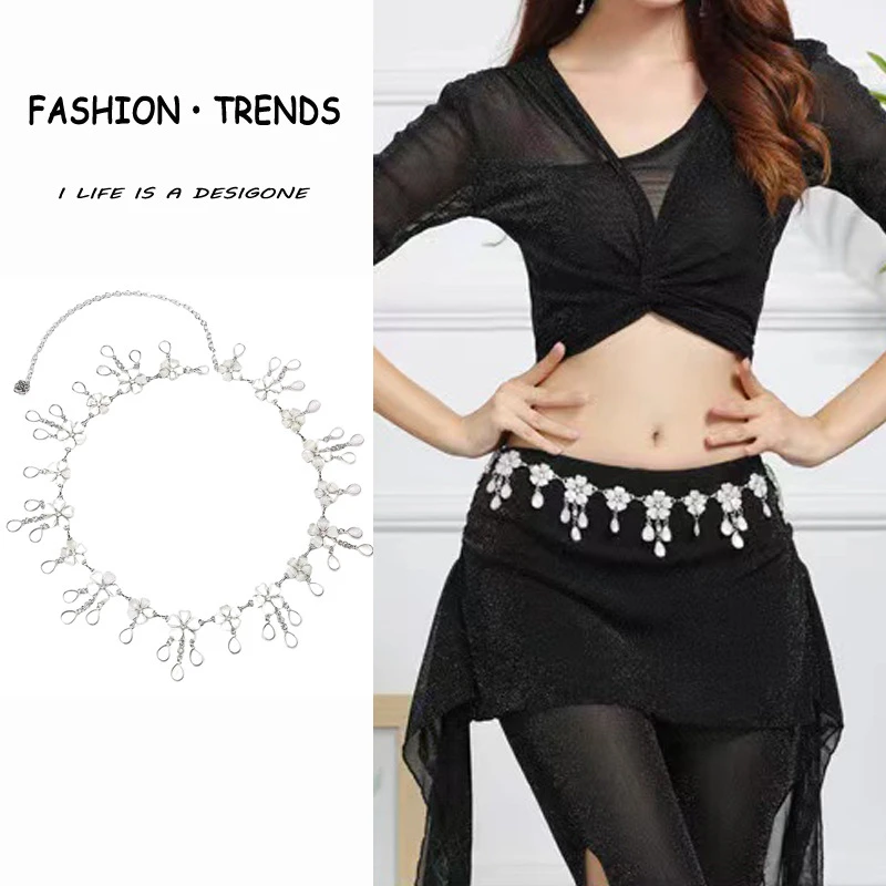 高级感水晶腰链配饰女金属链条流苏腰带装饰裙子百搭肚皮舞身体链