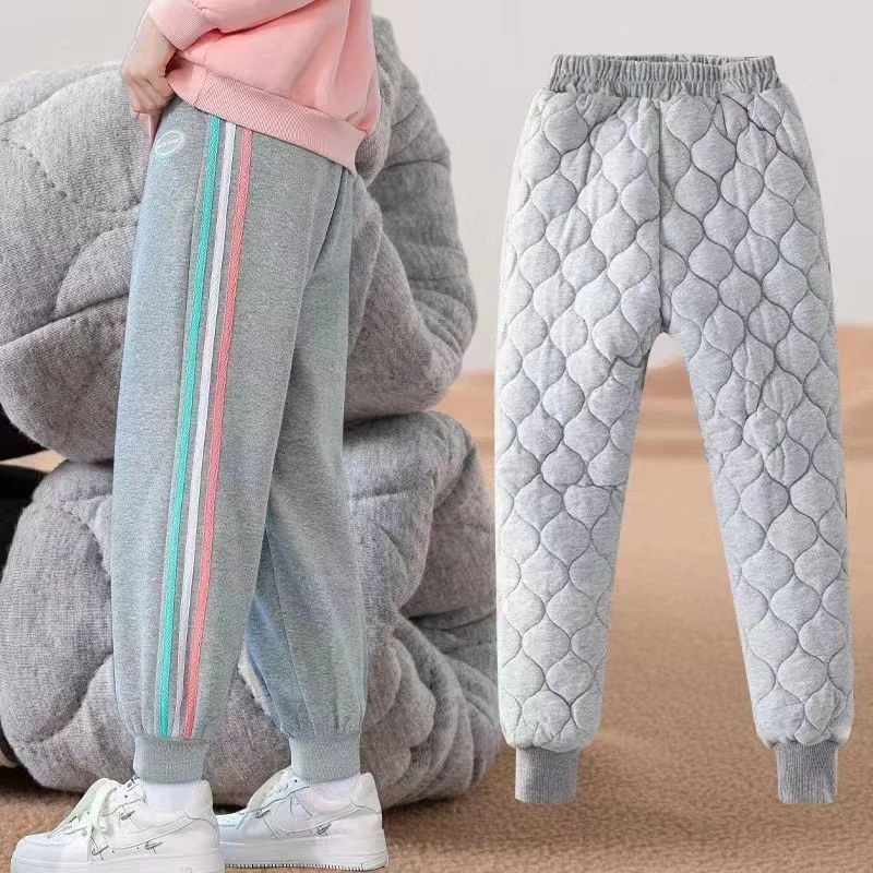 女童裤加绒加厚北方外穿儿童三层夹裤子冬季中大童装保暖冬裤