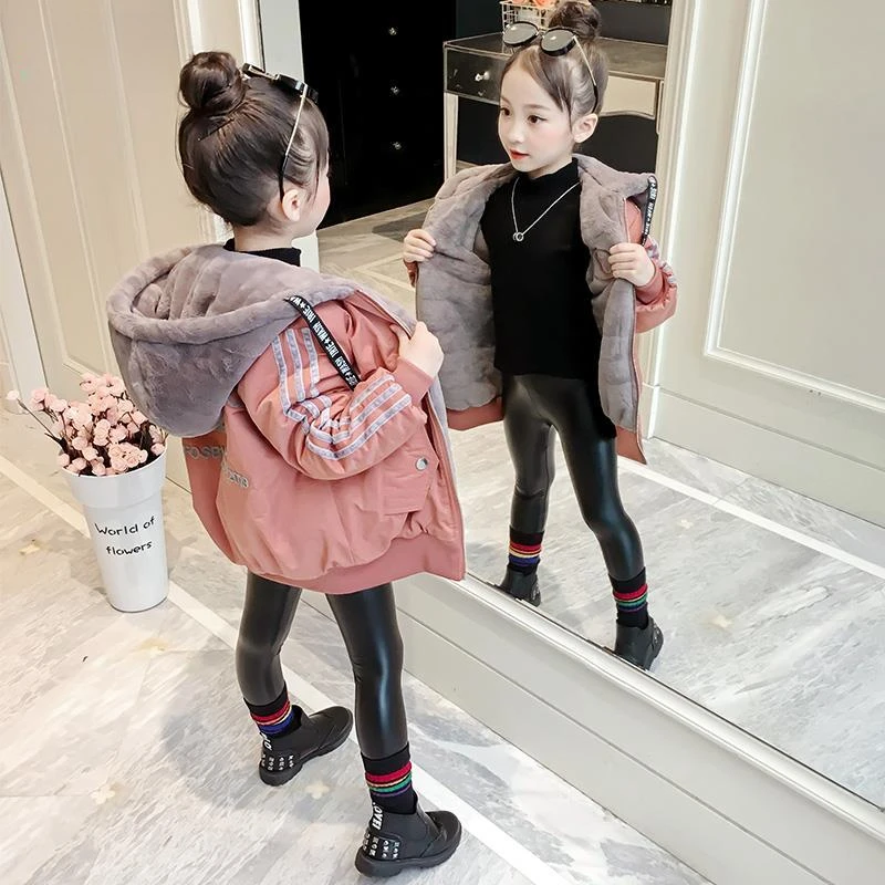 女童冬装外套2023年新款洋气韩版秋冬女孩加绒大衣儿童装加厚衣