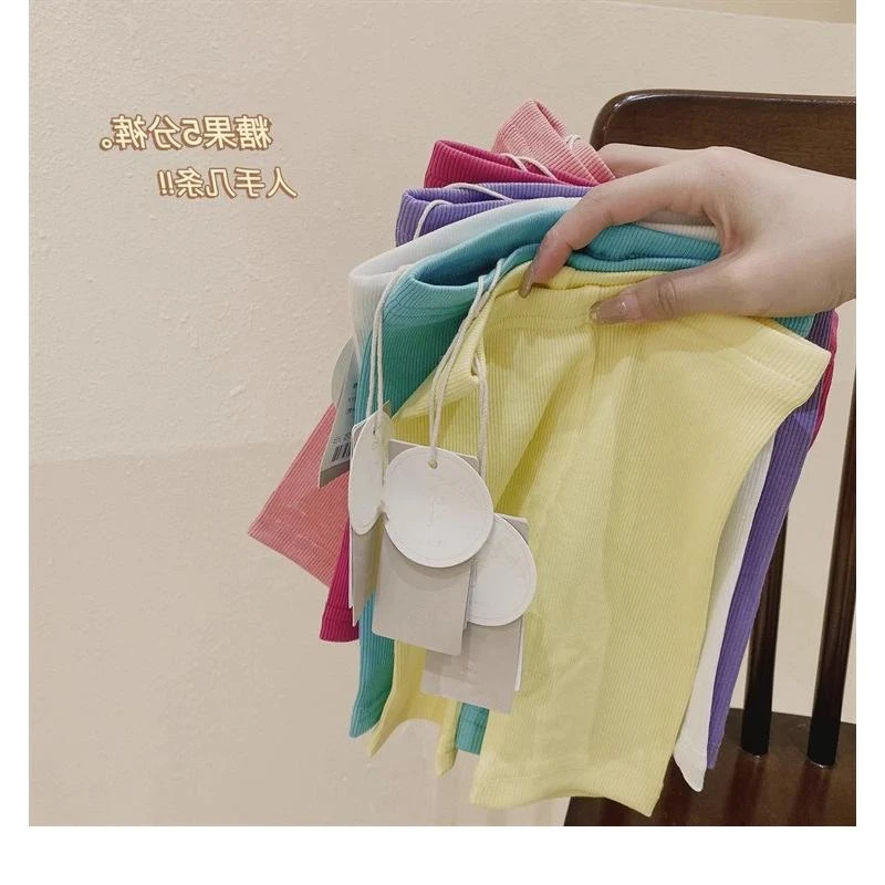 女童夏季韩版短裤女宝宝夏款糖果色五分裤儿童洋气童装骑行裤0038