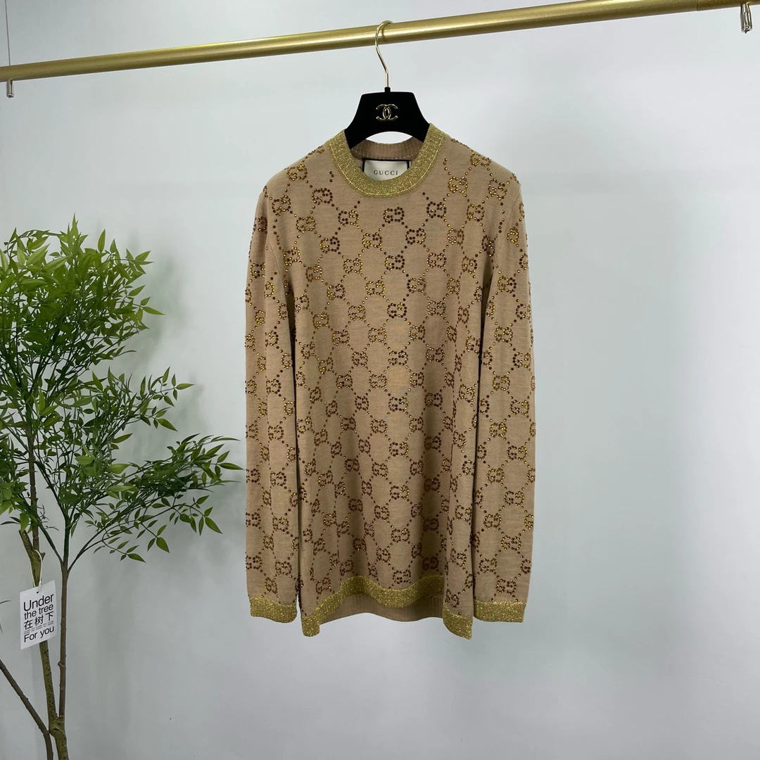 Gucci 古驰 水钻满印针织衫 M码/95新/无配件 YM0946