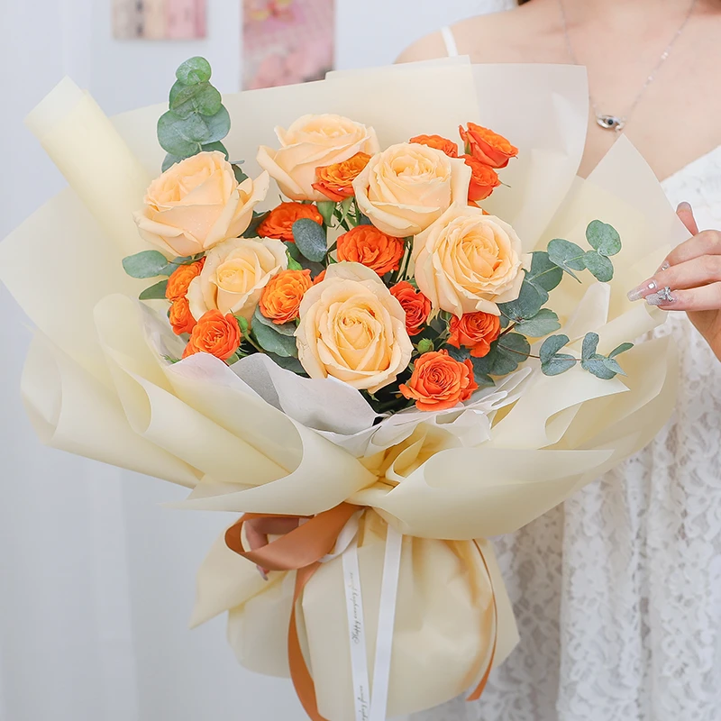 【水晶ღ】6枝香槟玫瑰鲜花·浪漫小惊喜送女友老师闺蜜生日·同城速递