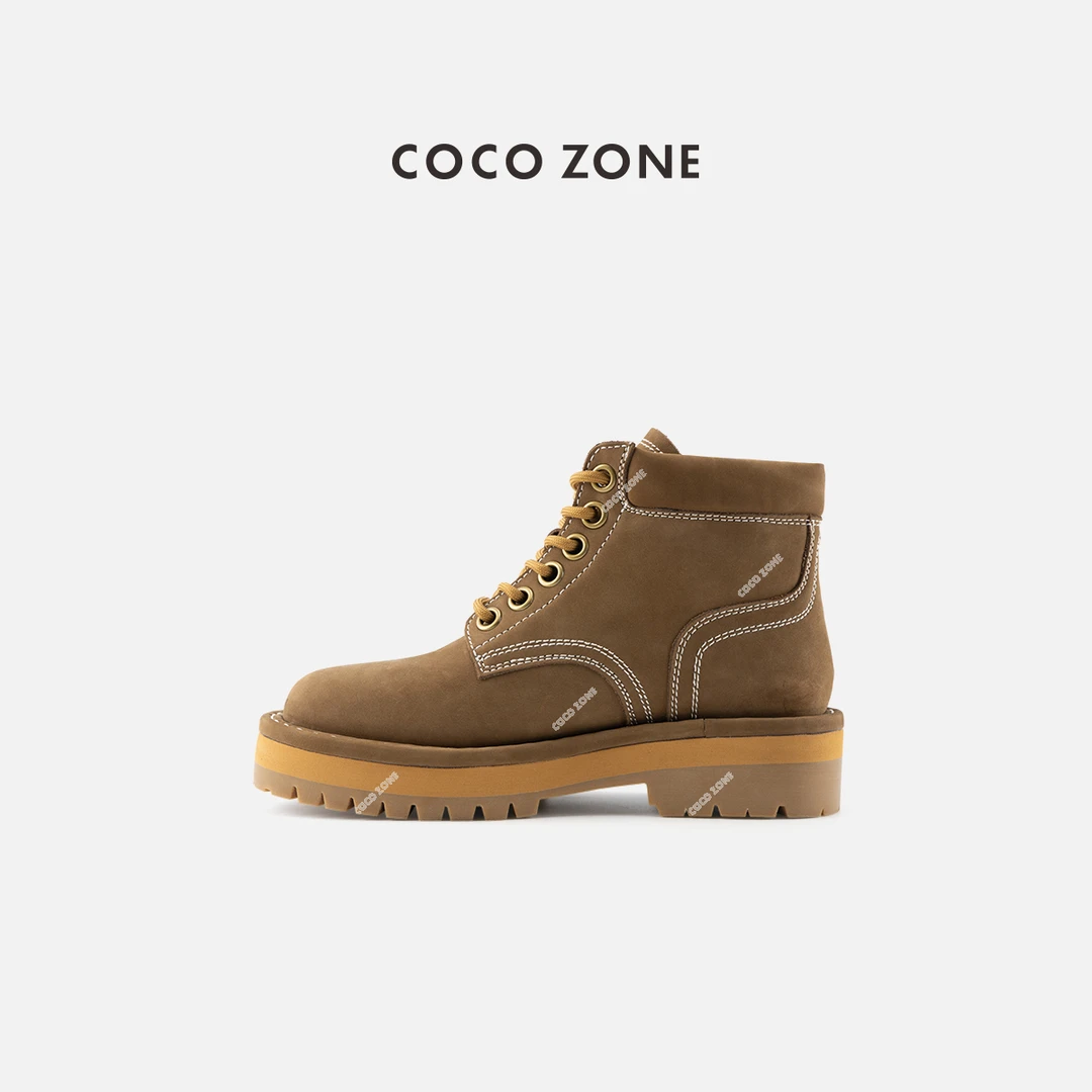 COCO ZONE 刘一一 复古英伦风厚底系带百搭时尚马丁靴CC2C1332