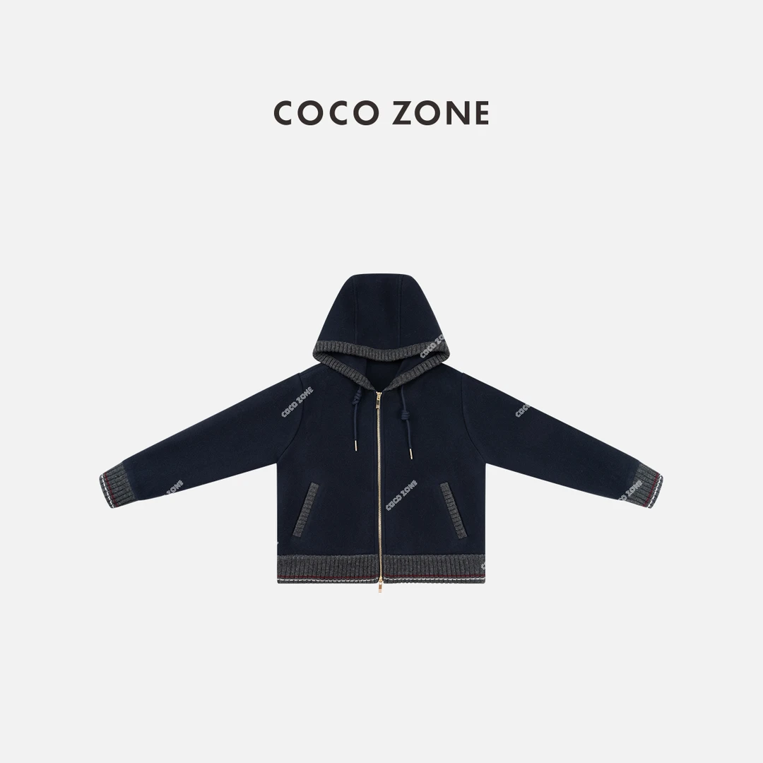 COCO ZONE 刘一一 设计感女士连帽外套撞色百搭休闲上衣CC1C2171