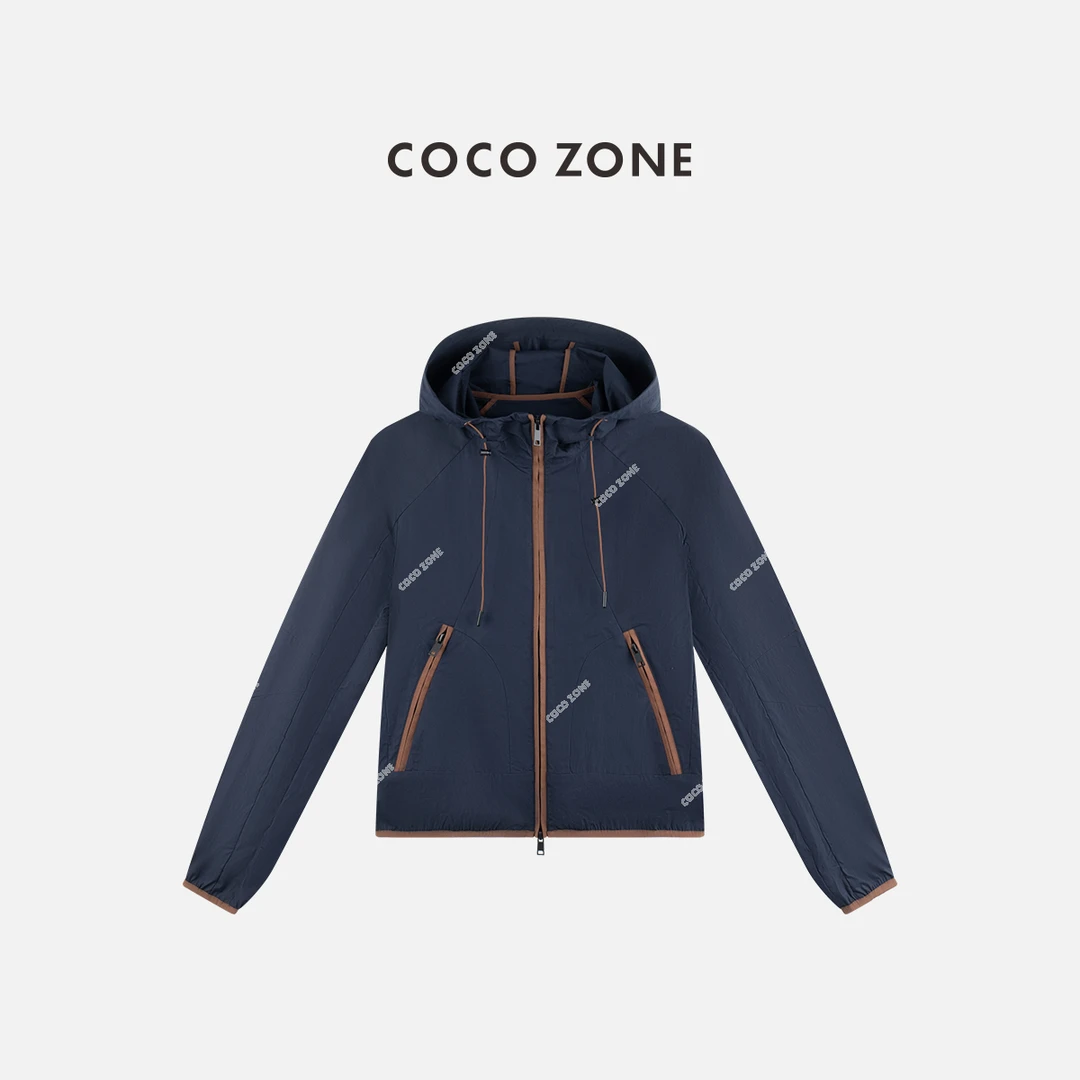 COCO ZONE 刘一一 夏季薄款抽绳连帽外套简约百搭上衣CC2B1160