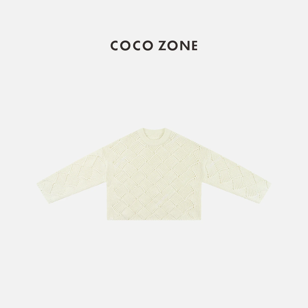 COCO ZONE 刘一一"白羊"时尚小香风菱格针织衫圆领上衣 CC1C2188