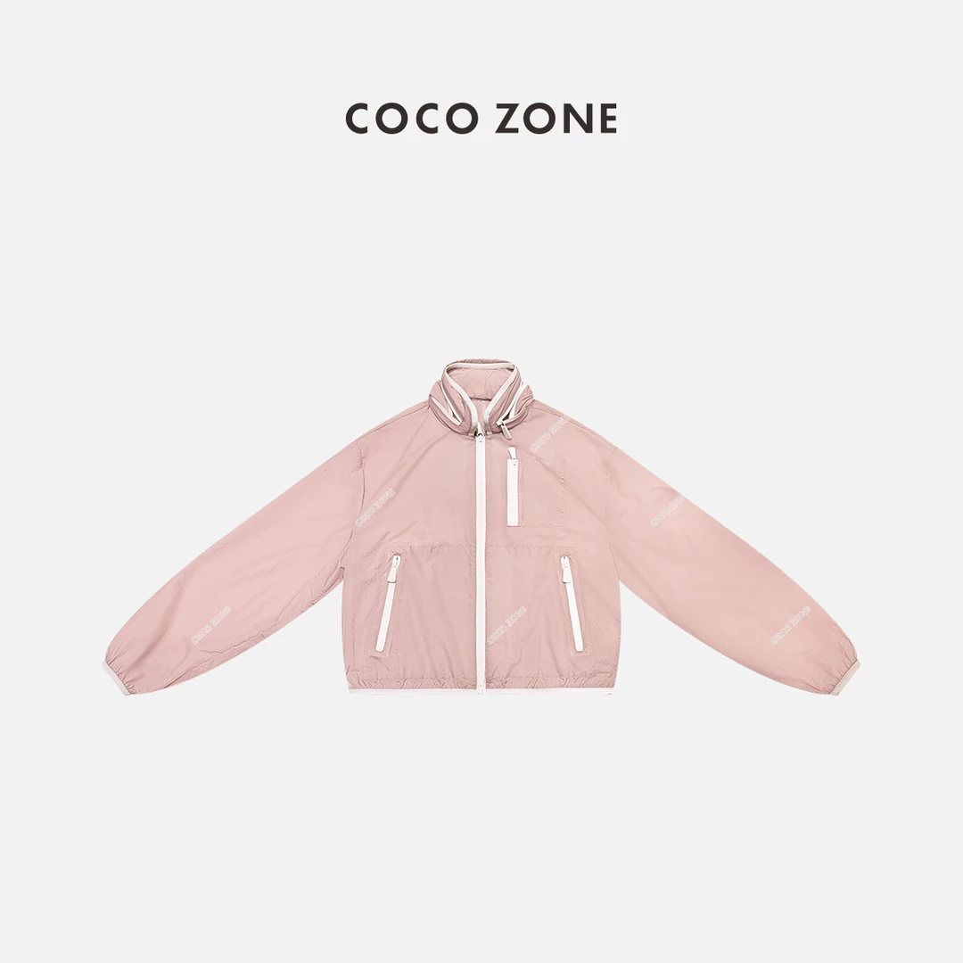 COCO ZONE 刘一一 时尚休闲口袋拉链百搭隐藏帽外套CC2A0366