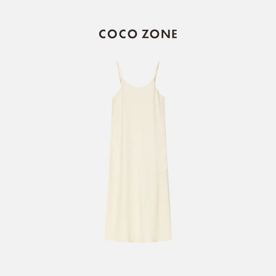 COCO ZONE 刘一一 肌理感吊带裙带口袋后隐无袖连衣裙23C19025