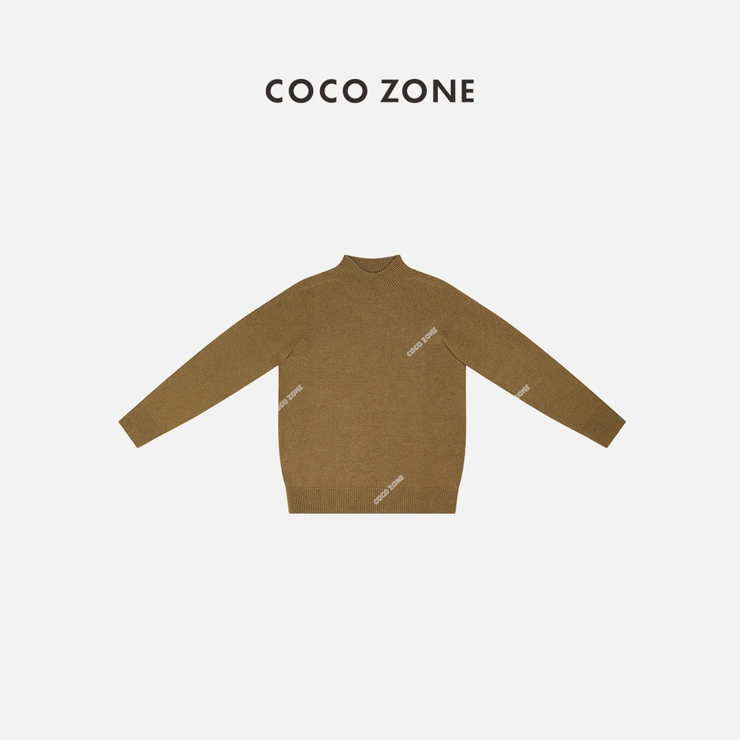 COCO ZONE 刘一一 100%羊毛早秋小立领长袖修身针织衫23C19548