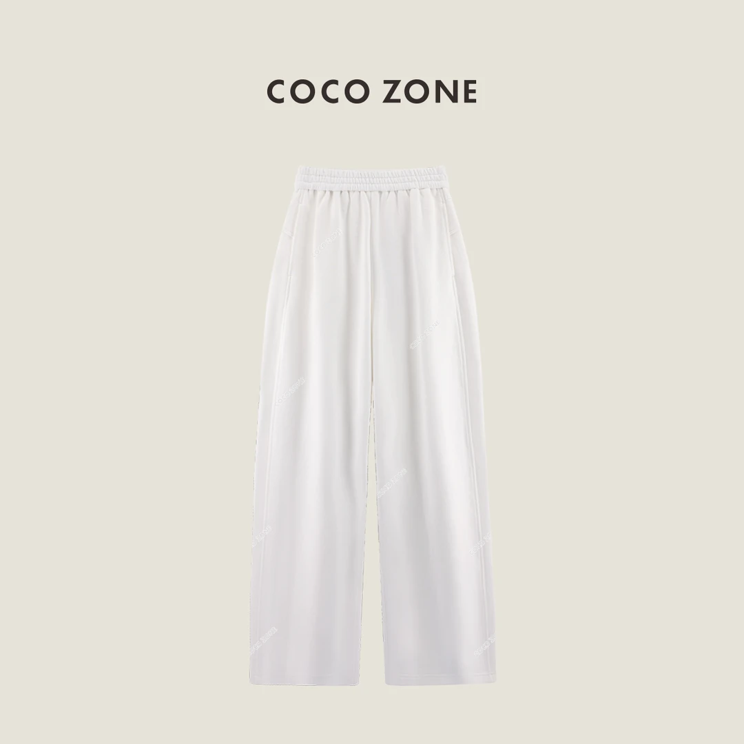 COCO ZONE 刘一一“弯刀”100棉休闲裤简约软糯直筒裤 CD1A0265