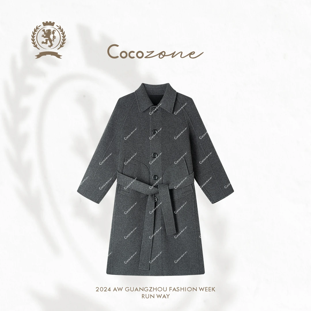 COCO ZONE 刘一一 ”复古老钱“ 绵羊毛山羊绒毛呢外套CC1C2186