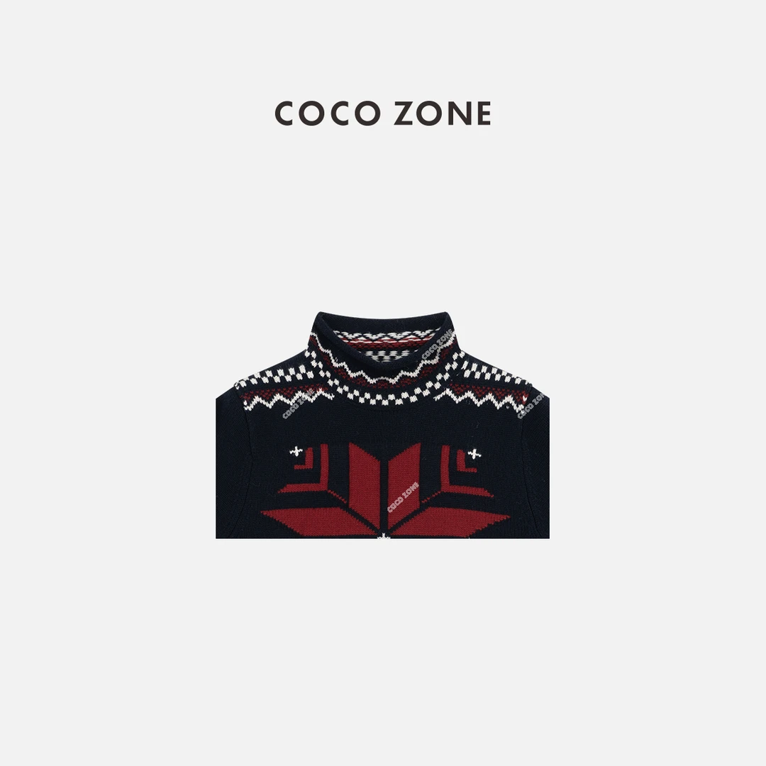 COCO ZONE 刘一一 100绵羊毛立领短袖针织衫套头上衣CC2D2465