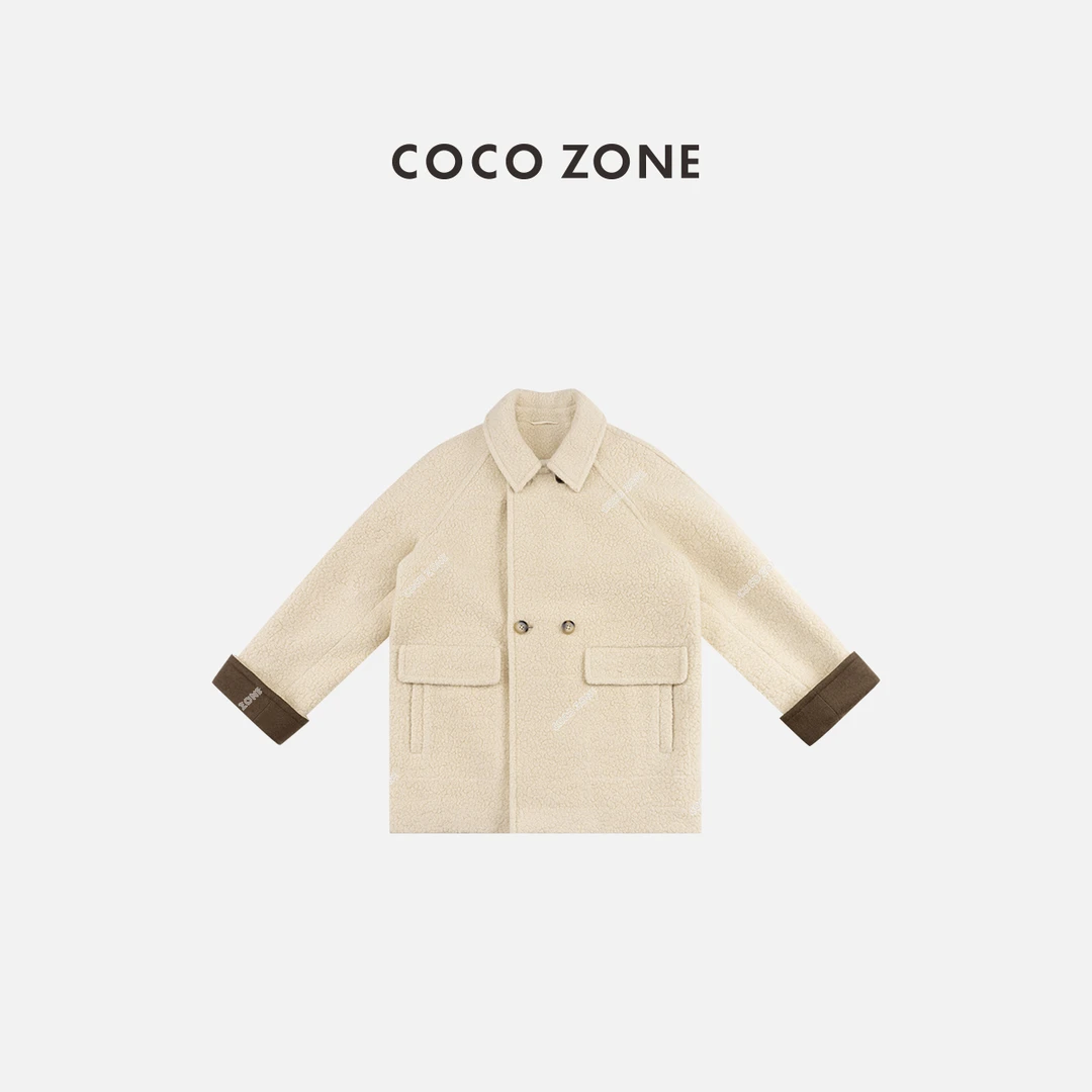 COCO ZONE 刘一一 秋冬翻领中长款毛呢外套简约长袖上衣CC2C2245