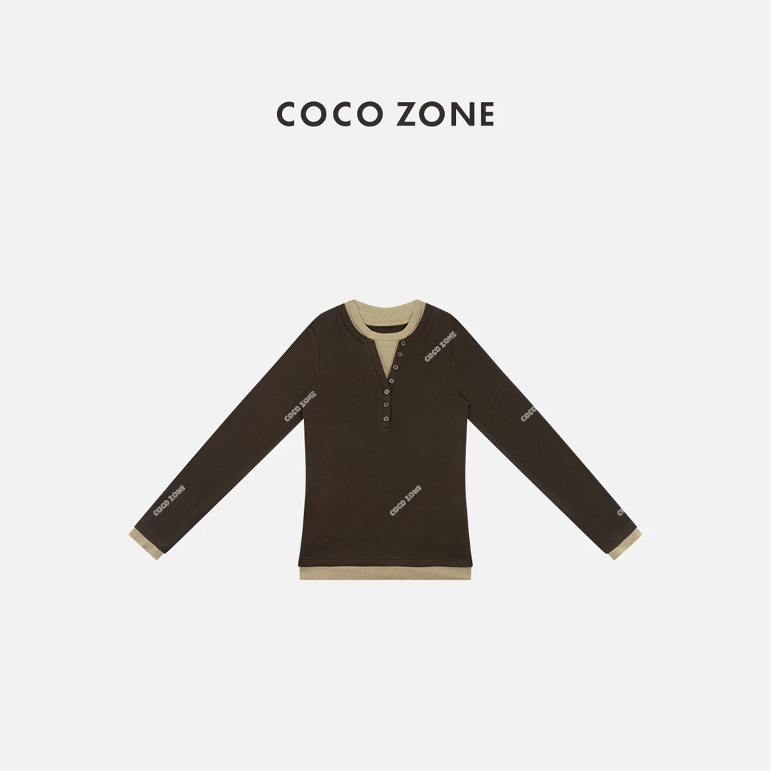 COCO ZONE 刘一一"超级单品"秋季假两件圆领简约打底衫 CC1C2146