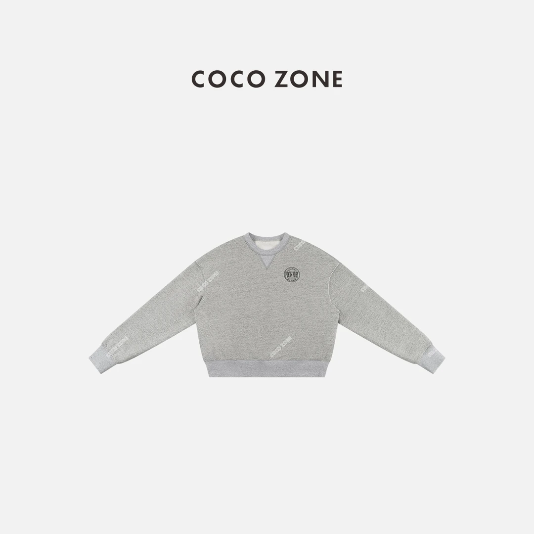 COCO ZONE 刘一一 秋冬100棉圆领套头卫衣设计感上衣CC1D2429