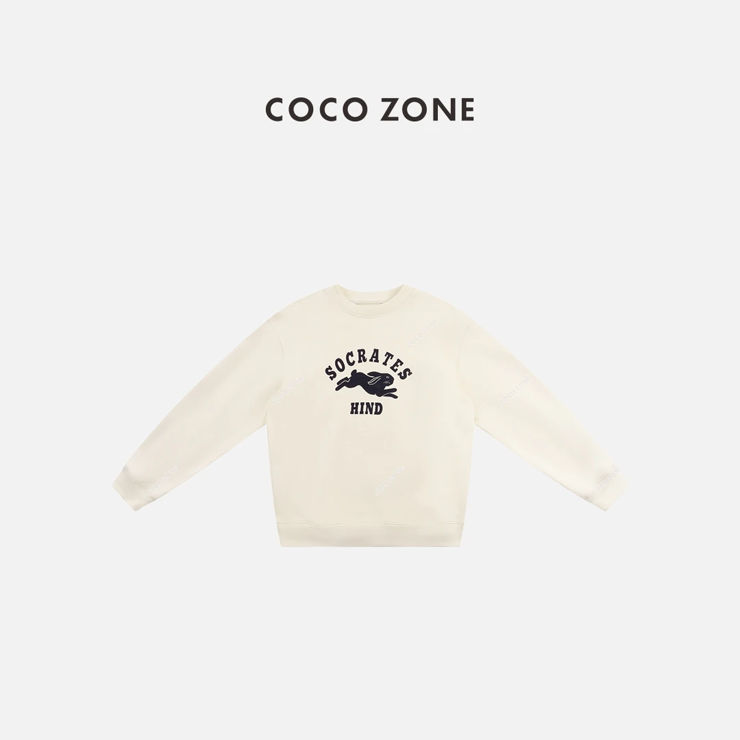 COCO ZONE 刘一一 100棉设计感字母圆领套头休闲卫衣CC1D2342