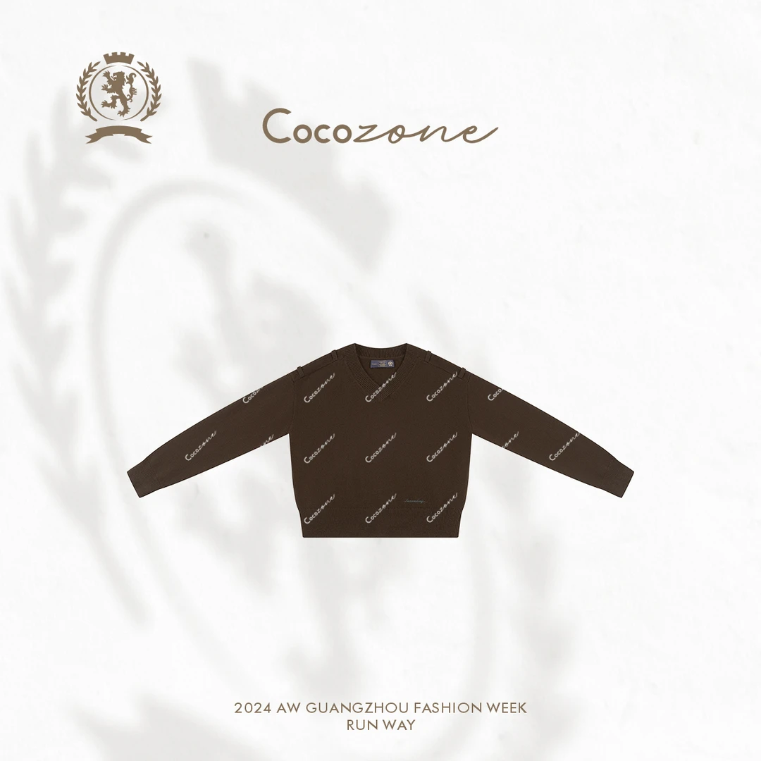 COCO ZONE 刘一一 ”复古老钱“100绵羊毛V领针织衫CC1C2261