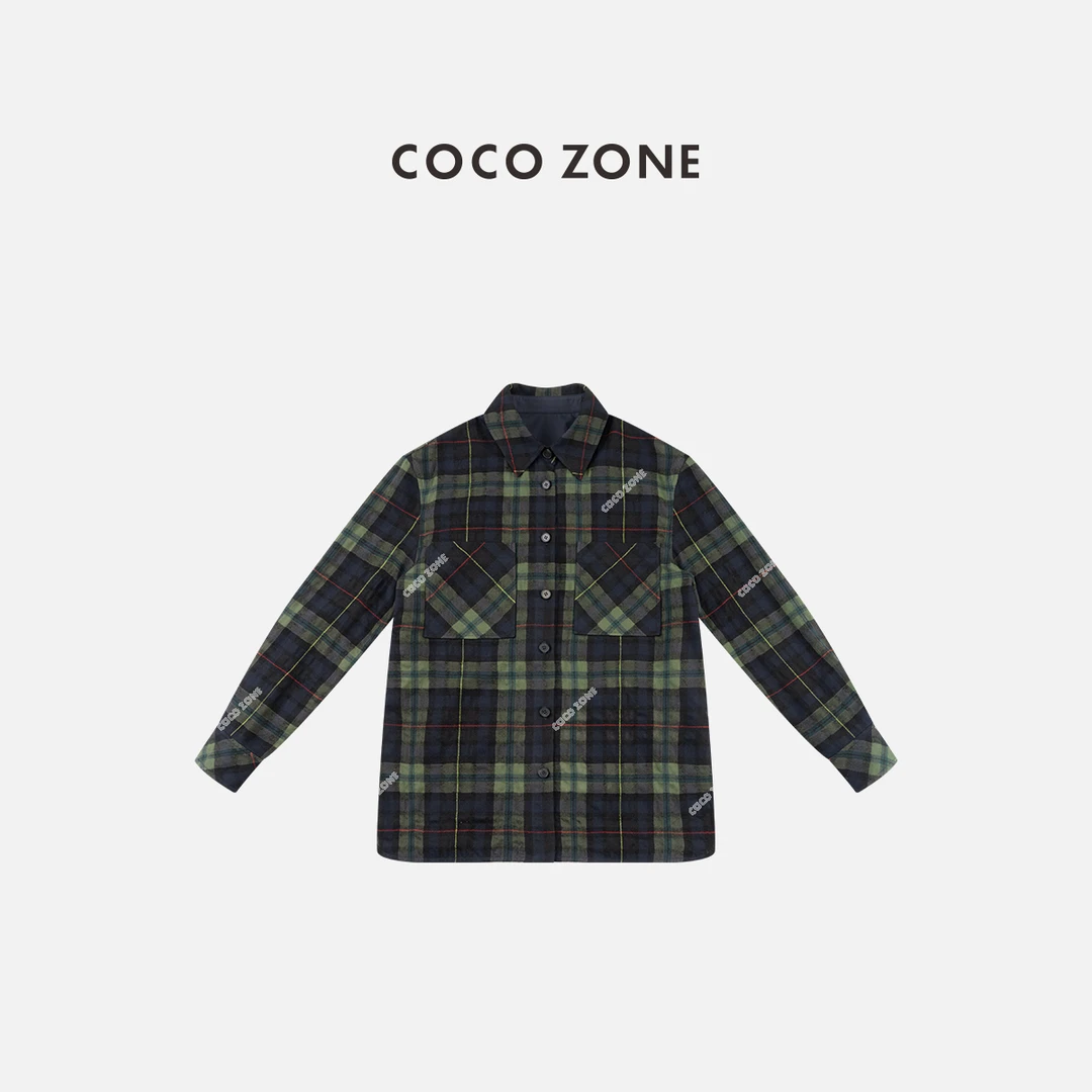 COCO ZONE 刘一一早春法式格纹衬衫宽松慵懒风外套 CC1D2360