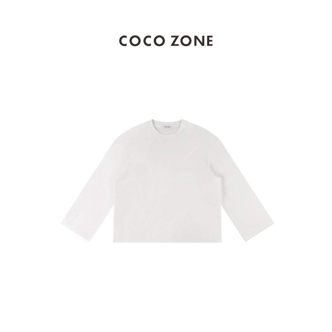 COCO ZONE “简约”圆领长袖T恤宽松版型罗纹领口23C19143
