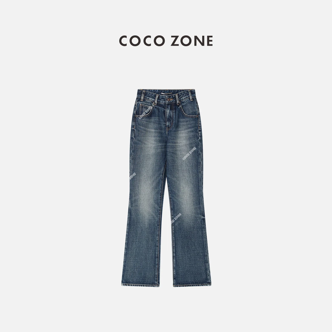 COCO ZONE 刘一一 经典水洗牛仔裤版型修饰腿型直筒裤23C19368