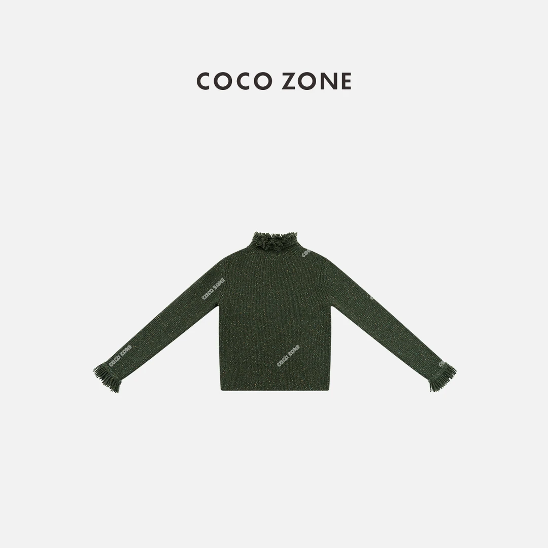 COCO ZONE 刘一一 设计感撞色长袖针织衫显瘦百搭上衣CC1D2344