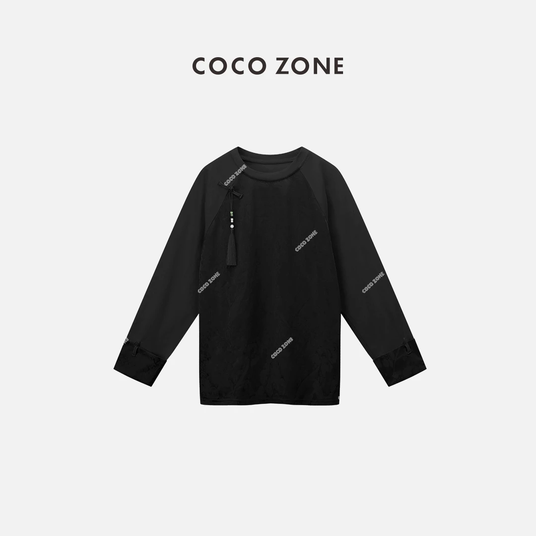 COCO ZONE 刘一一”一黎美学“早春穿搭提花长袖上衣 CC1A0504