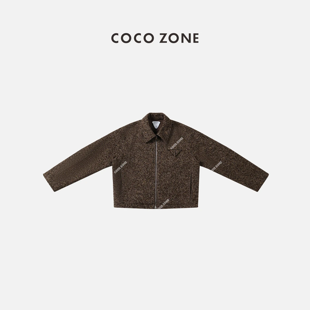 COCO ZONE 刘一一  春秋新款翻领设计感显瘦短外套香风23C19650