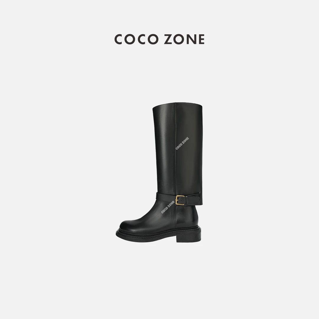 COCO ZONE 刘一一 复古穿搭秋冬骑士厚度长筒靴23C30391维密长靴