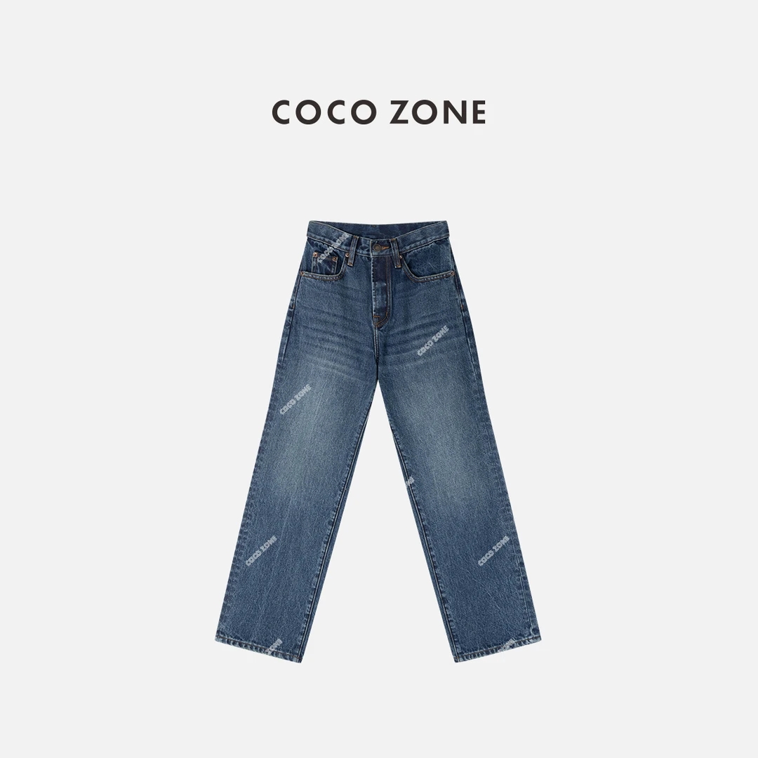 COCO ZONE 刘一一"高品质牛仔"复古水洗显瘦百搭直筒裤 CC1C2227