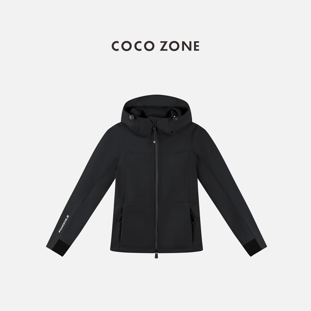 COCO ZONE 刘一一 设计感纯色连帽外套简约休闲女上衣CC2C1799