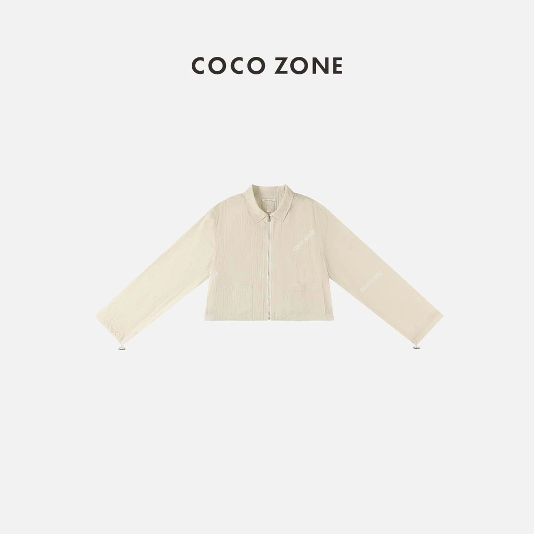 COCO ZONE 刘一一 春夏外套POLO领拉链长袖抽绳衬衣23C18758
