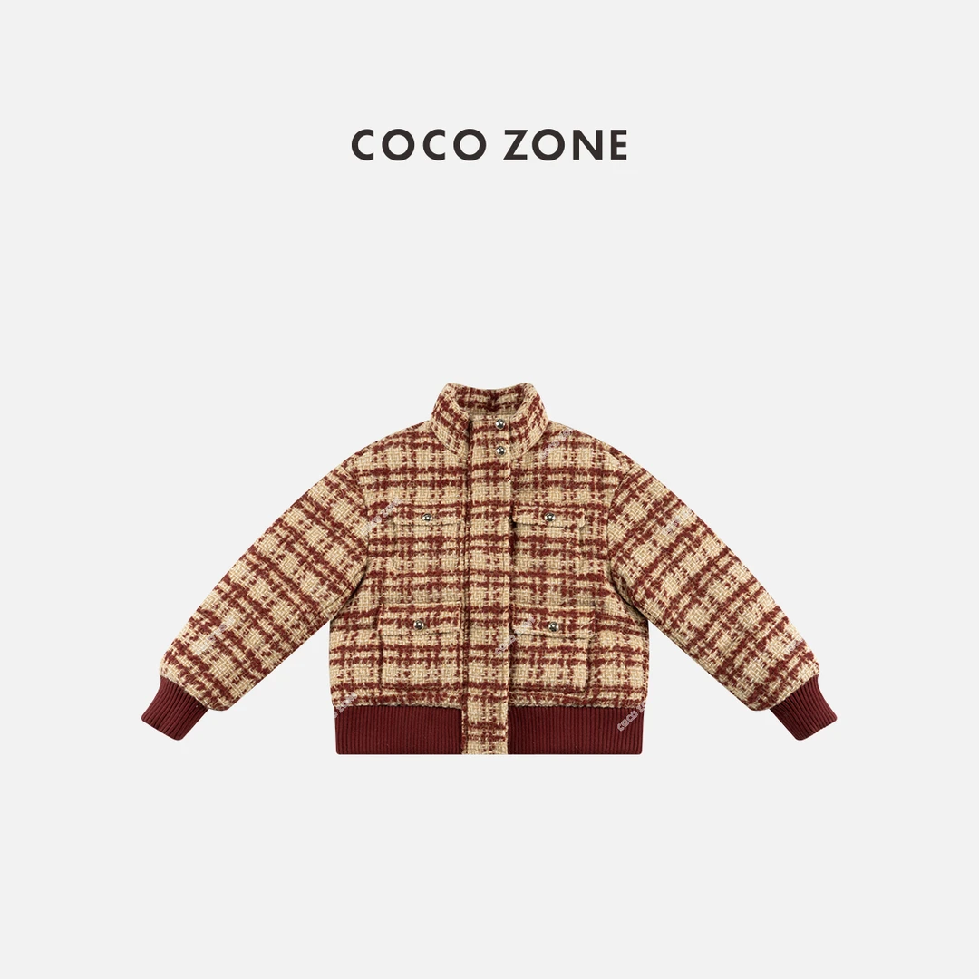 COCO ZONE 刘一一“官宣鹅绒”冬季90鹅绒撞色格纹羽绒服CC2D3205