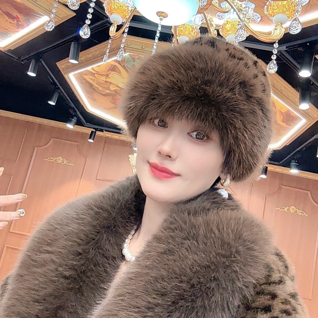 JJ-PC【蒙古帽】2024款洋气时尚气质豹纹蒙古帽