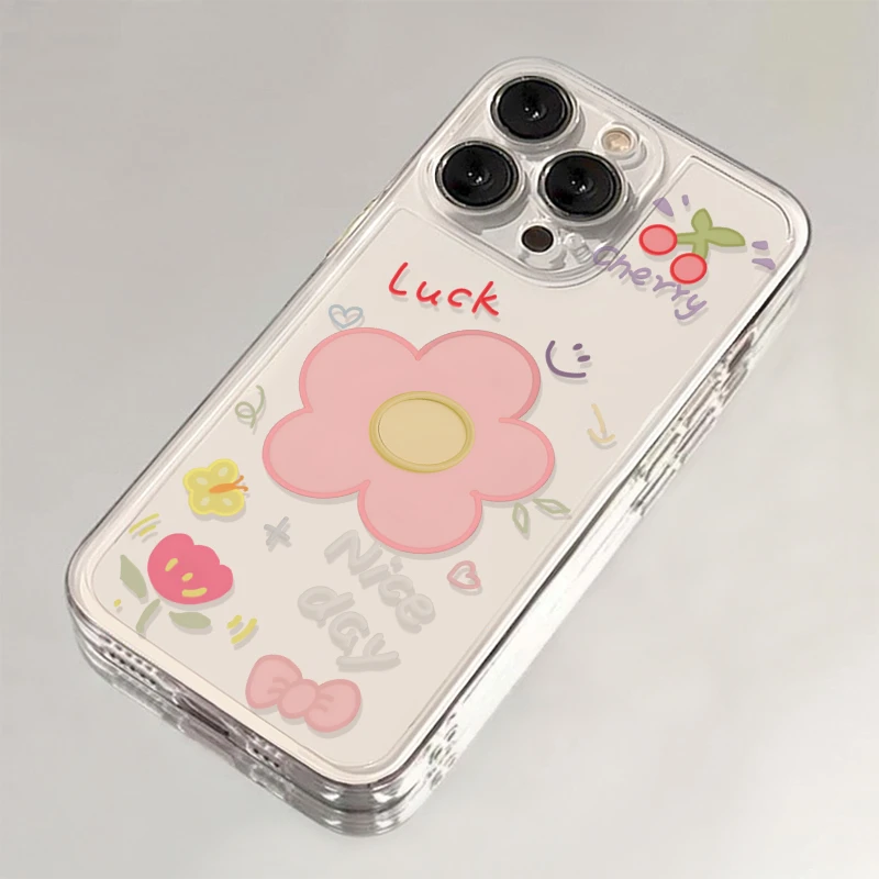 简约花朵iPhone15手机壳14苹果13小熊12小米vivo华为oppo全包防摔