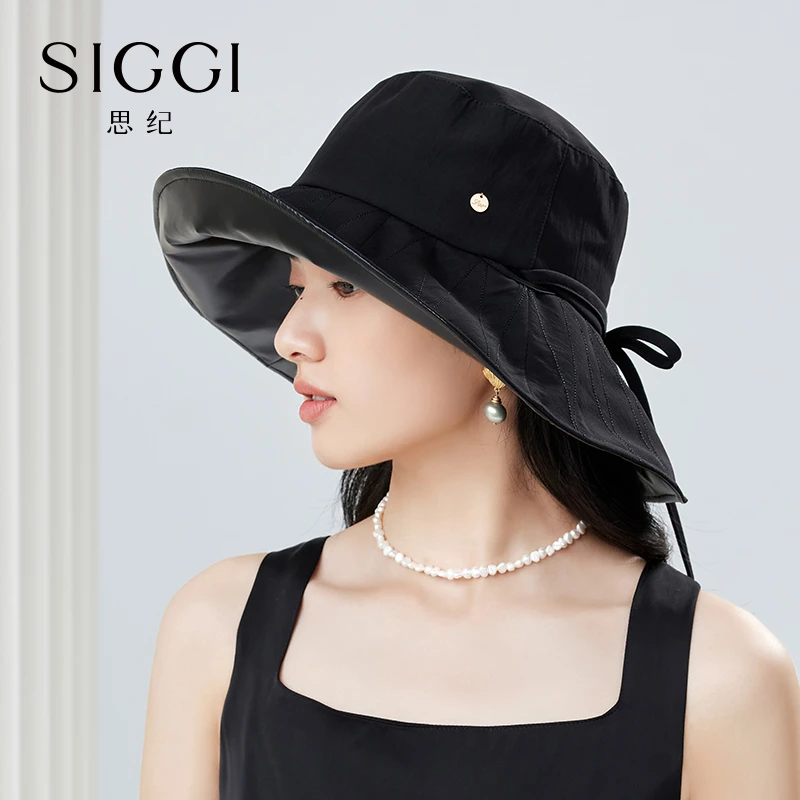 siggi 防晒帽女春夏大帽檐黑胶防紫外线遮阳帽SI95324