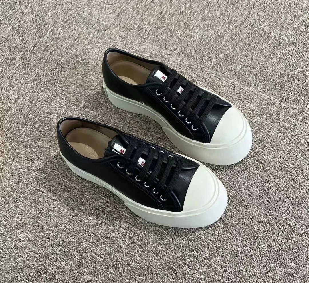 全新未使用 MARNI 经典黑色 pablo 系带绑带大头鞋 厚底板鞋 女款