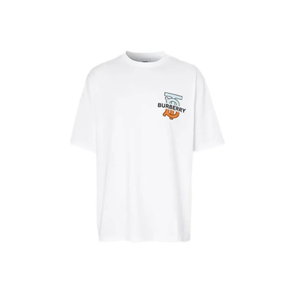 全新未使用 BURBERRY/博柏利 白色胸口彩色大tblogo标志轻奢tee