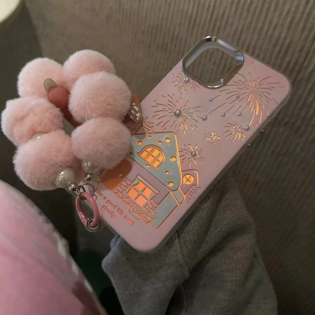 日韩镭射房子插画适用15promax苹果14新款iPhone13手机壳12女11软