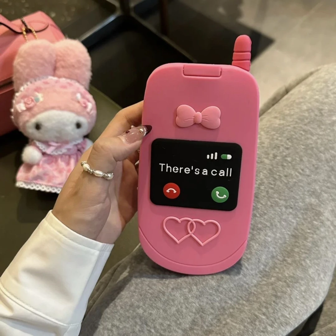 ins翻盖手机造型镜子iPhone15pro14plus软胶13promax防摔手机壳12