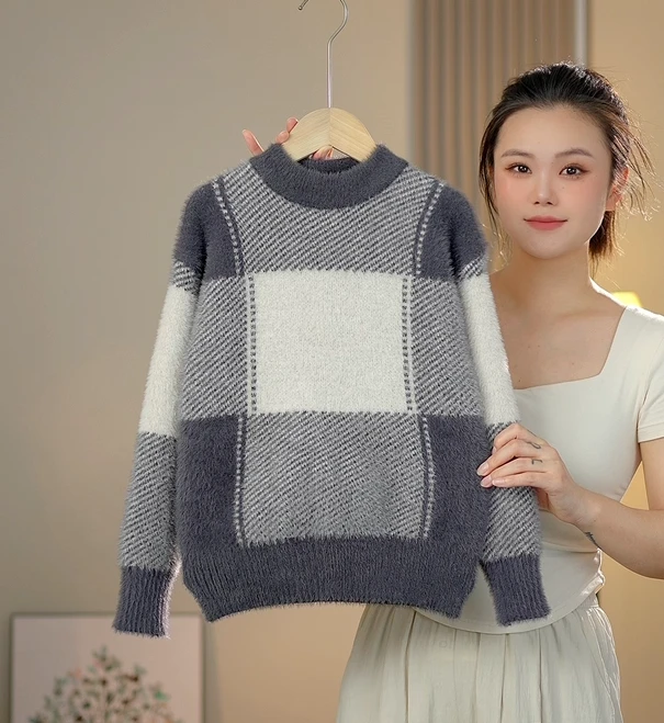 新款2025男童秋冬毛衣新款水貂绒打底针织衫中大男孩条纹线衣潮