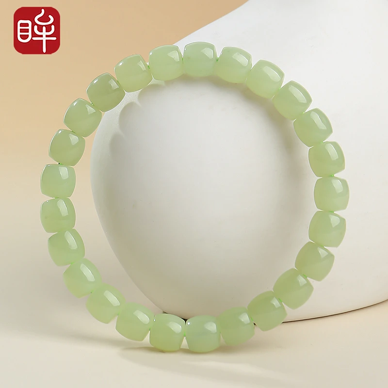 印象眸【1】和田玉手链 男女款青黄口直切单圈玉手串 附证书 NT礼物